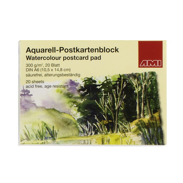 AMI I Aquarell-Postkartenblock I A6 I 20 Blatt
